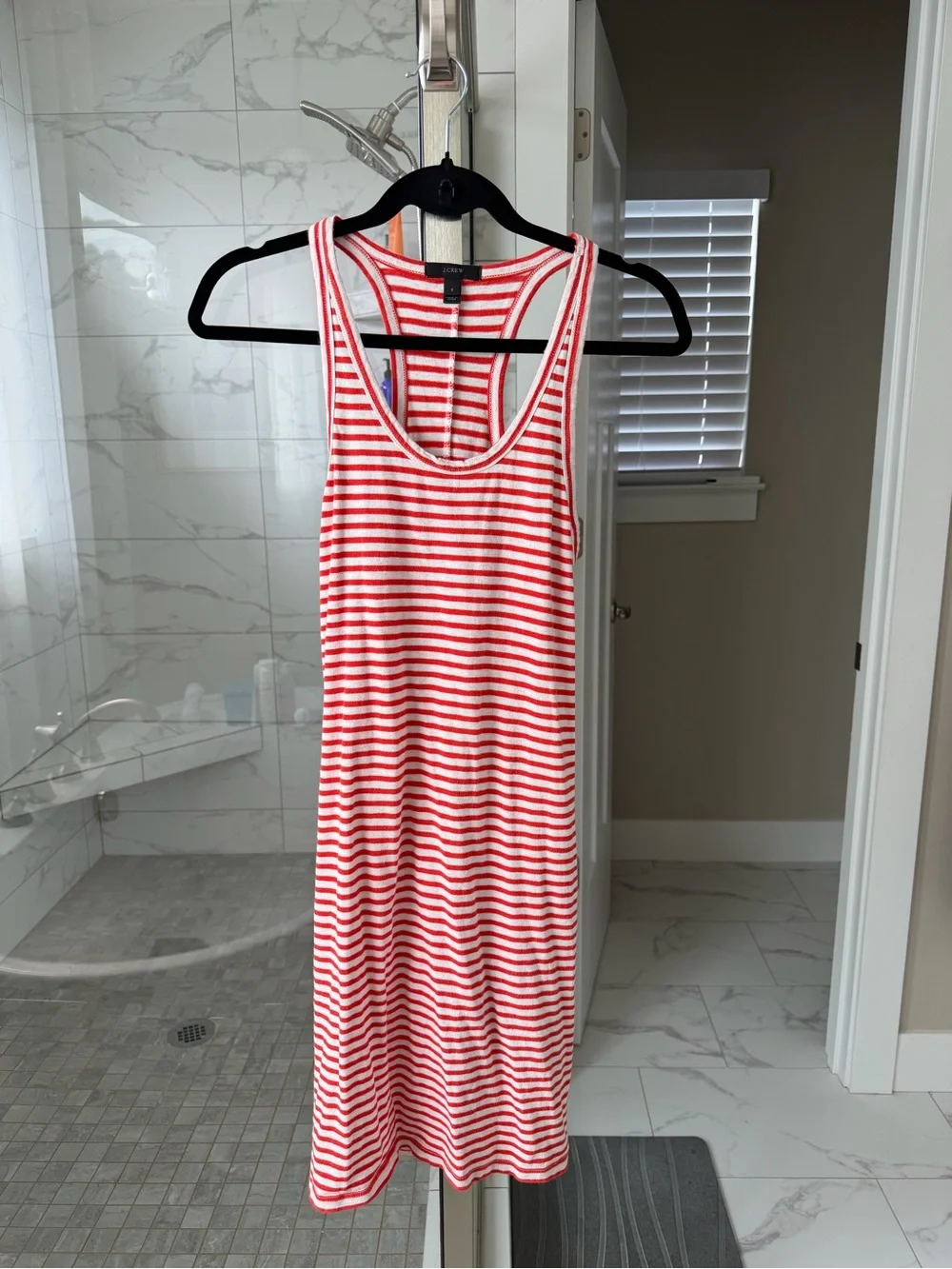 J. Crew Red and White Striped Tank Dress